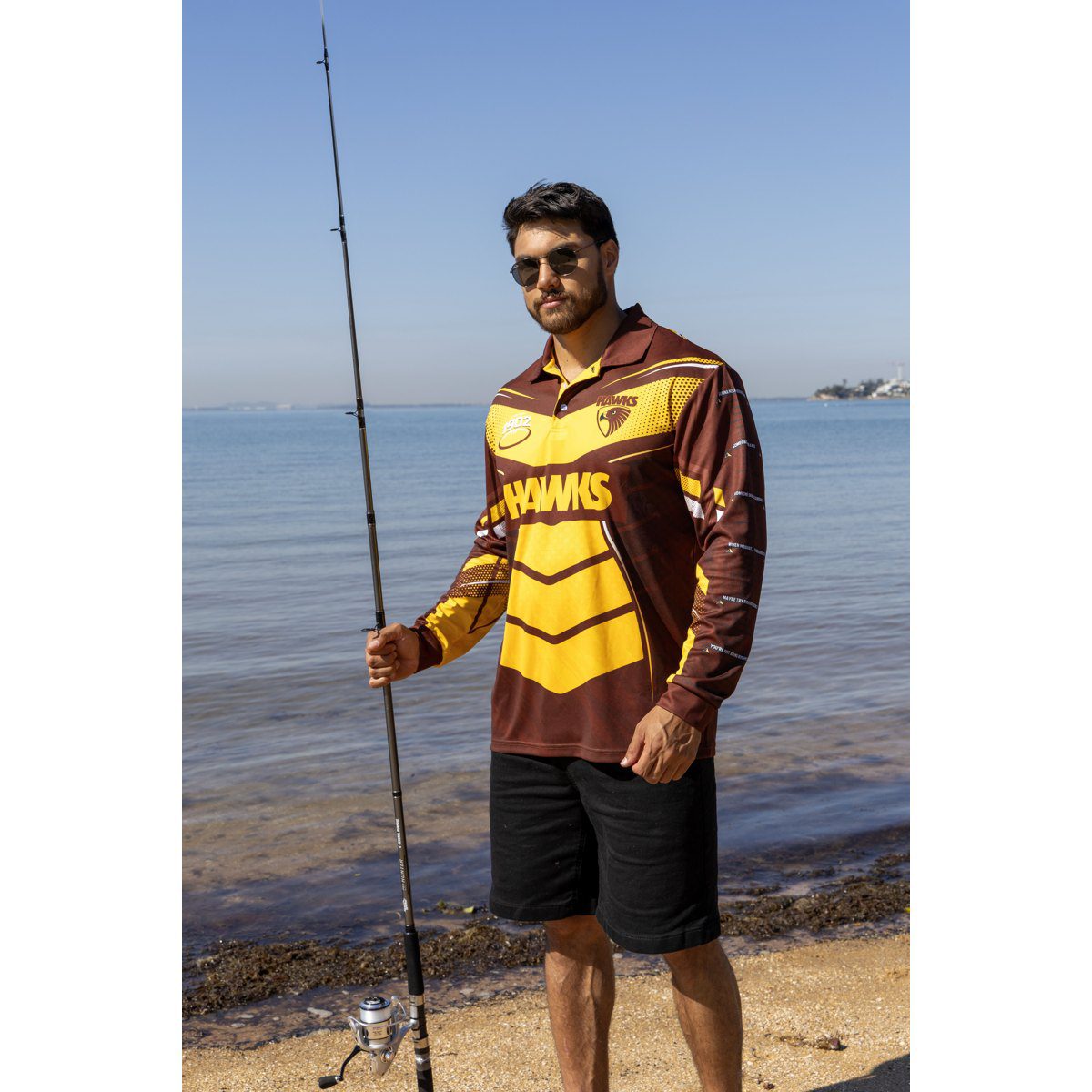 Hawthorn Hawks AFL Cyber Fishing Shirt UPF 50+ - Youth & Adult Sizes 12 Hawthorn Hawks AFL Cyber Fishing Shirt UPF 50+ - Youth & Adult Sizes - Image 12