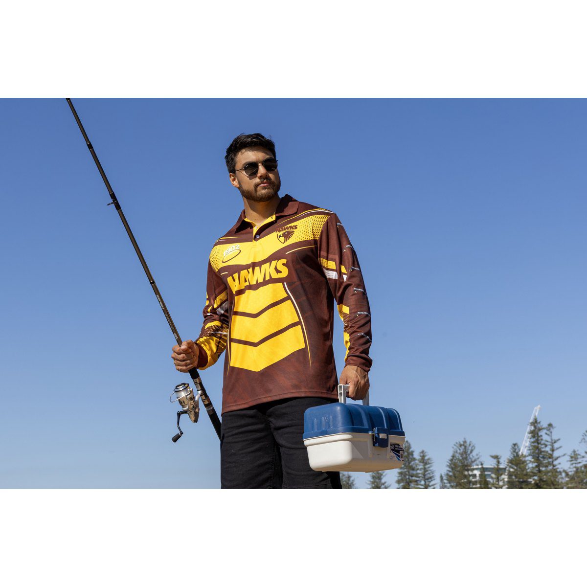 Hawthorn Hawks AFL Cyber Fishing Shirt UPF 50+ - Youth & Adult Sizes 13 Hawthorn Hawks AFL Cyber Fishing Shirt UPF 50+ - Youth & Adult Sizes - Image 13