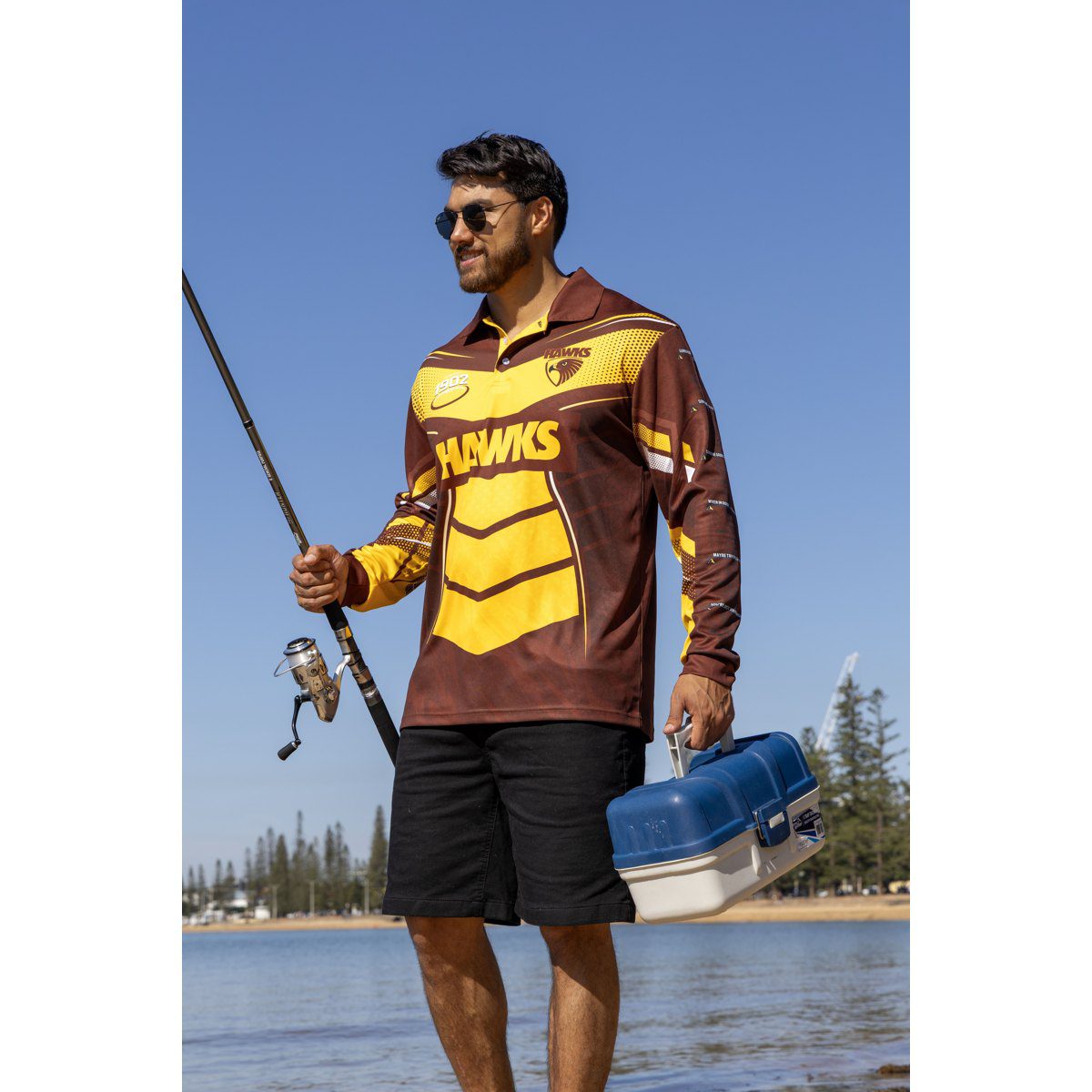 Hawthorn Hawks AFL Cyber Fishing Shirt UPF 50+ - Youth & Adult Sizes 15 Hawthorn Hawks AFL Cyber Fishing Shirt UPF 50+ - Youth & Adult Sizes - Image 15