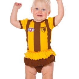 Hawthorn Hawks AFL Girls Footysuit Baby Outfit Official Supporter Onesie
