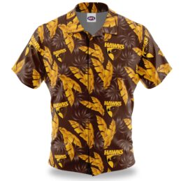 Hawthorn Hawks AFL Paradise Hawaiian Shirt Mens Official Supporter Button Up Party Shirt