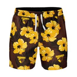 Hawthorn Hawks AFL Aloha Hawaiian Volley Swim Shorts Mens Official Ashtabula