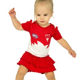 Sydney Swans AFL Girls Footysuit Baby Outfit Official Supporter Onesie