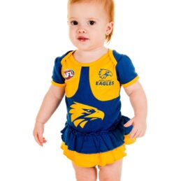 West Coast Eagles AFL Girls Footysuit Baby Outfit Official Supporter Onesie