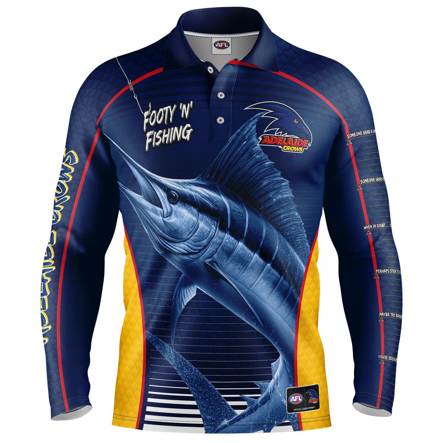 Adelaide Crows AFL Footy N Fishing Shirt UPF 50+ Youth & Adult Sizes 1 Adelaide Crows AFL Footy N Fishing Shirt UPF 50+ Youth & Adult Sizes