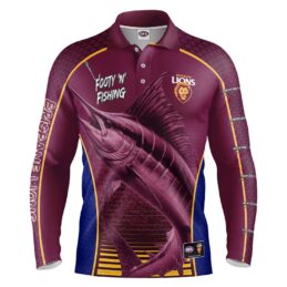 Brisbane Lions AFL Footy N Fishing Shirt UPF 50+ Youth & Adult Sizes