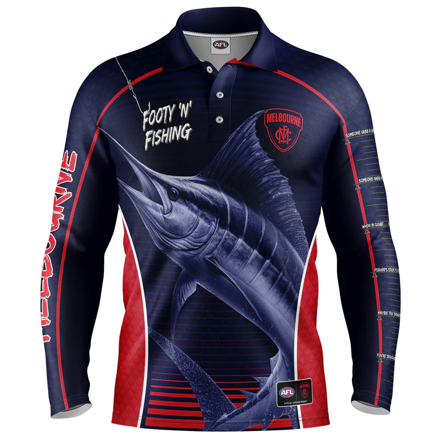Melbourne Demons AFL Footy N Fishing Shirt UPF 50+ Youth & Adult Sizes 1 Melbourne Demons AFL Footy N Fishing Shirt UPF 50+ Youth & Adult Sizes