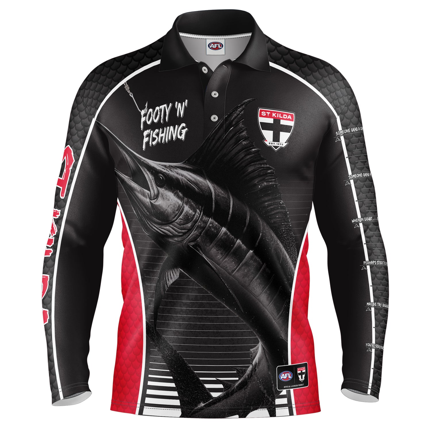 St Kilda Saints AFL Footy N Fishing Shirt UPF 50+ Youth & Adult Sizes