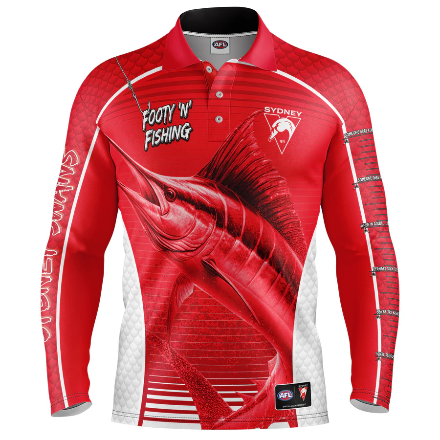 Sydney Swans AFL Footy N Fishing Shirt UPF 50+ Youth & Adult Sizes 1 Sydney Swans AFL Footy N Fishing Shirt UPF 50+ Youth & Adult Sizes