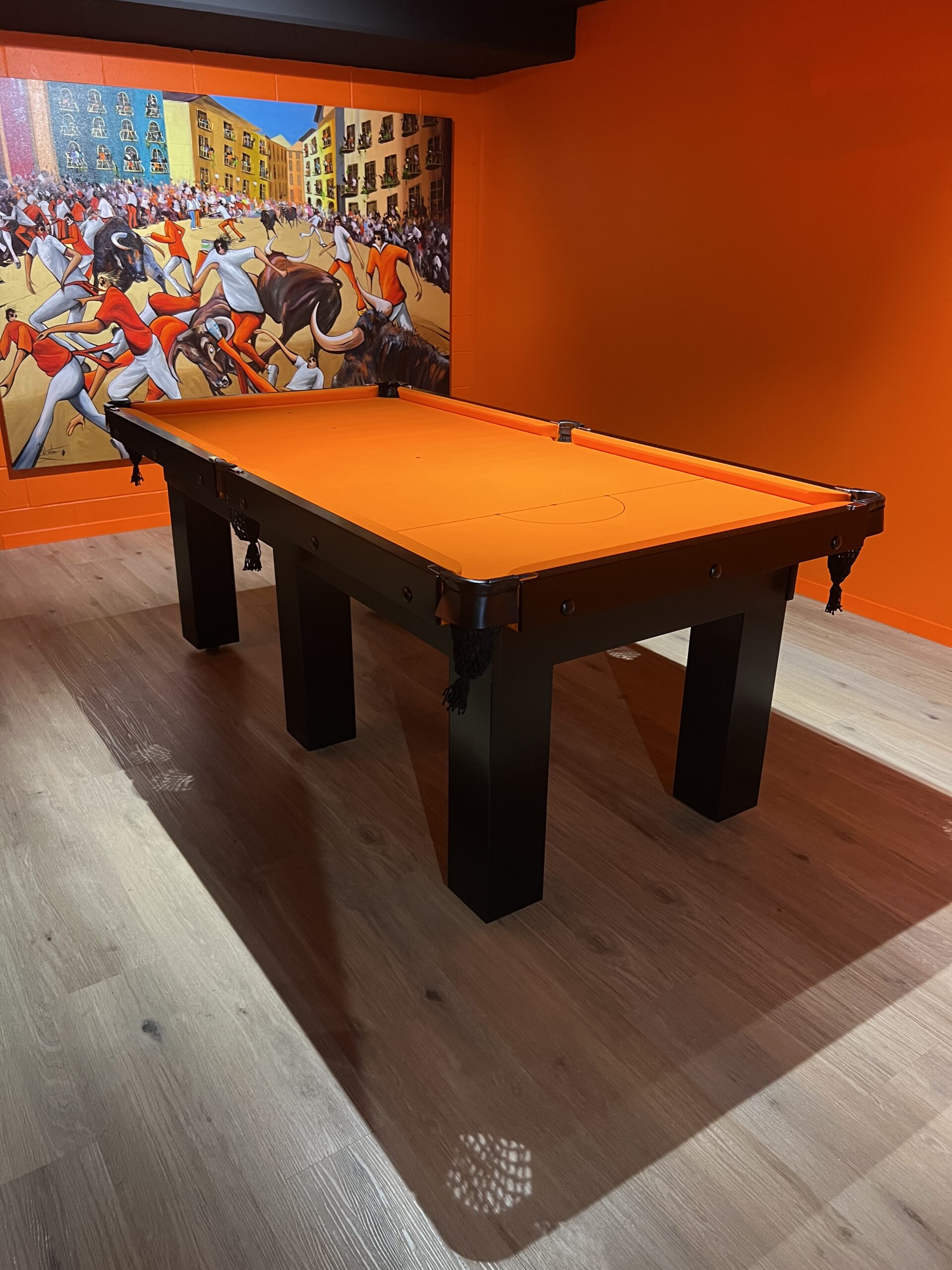 Standard Modern Black Pool Snooker Billiard Table 7ft English Orange Felt 1 Standard Modern Black Pool Snooker Billiard Table 7ft English Orange Felt