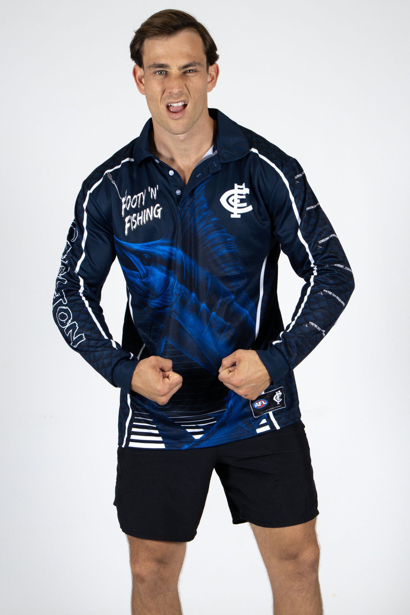 Carlton Blues AFL Footy N Fishing Shirt UPF 50+ Youth & Adult Sizes 9 Carlton Blues AFL Footy N Fishing Shirt UPF 50+ Youth & Adult Sizes - Image 9