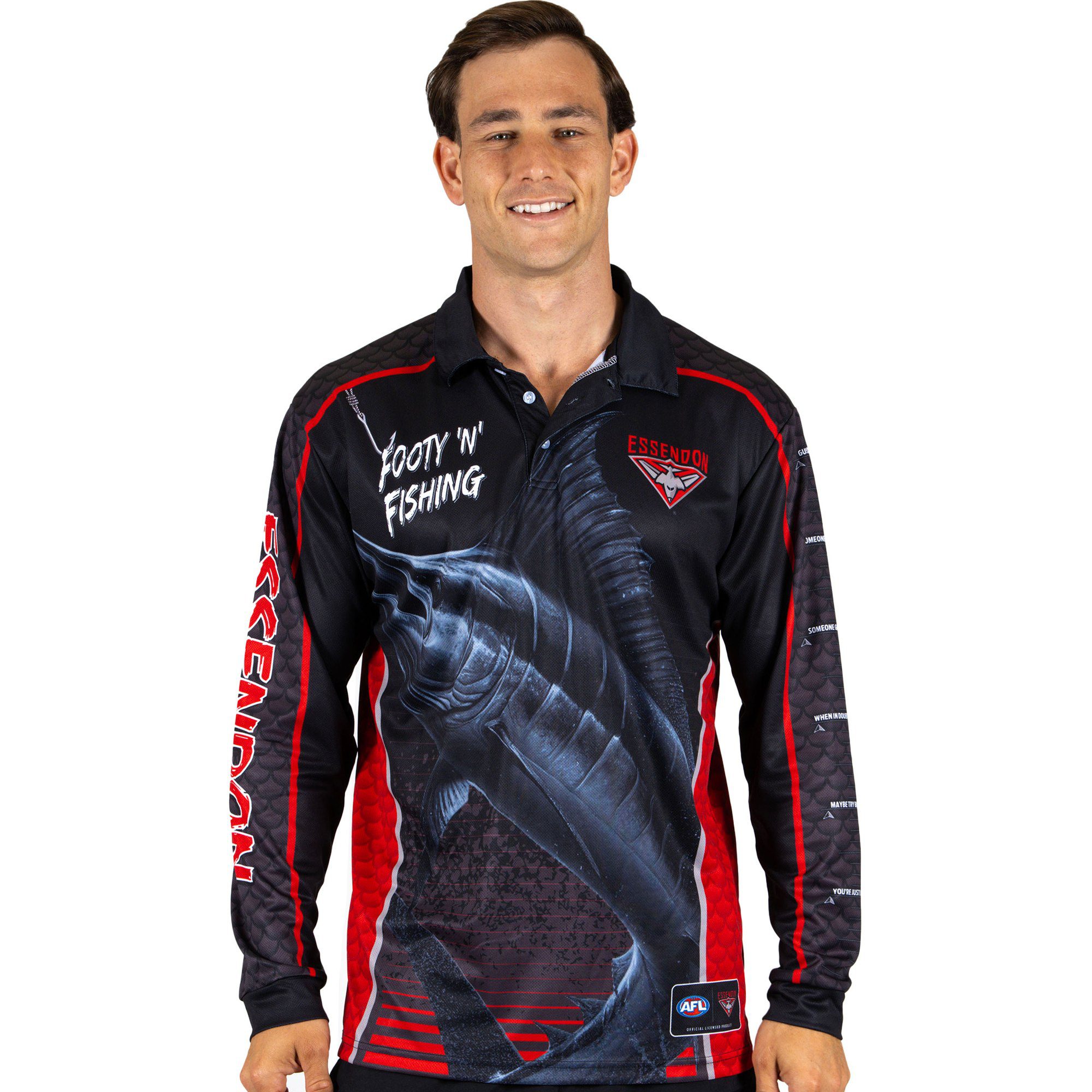Essendon Bombers AFL Footy N Fishing Shirt UPF 50+ Youth & Adult Sizes 2 Essendon Bombers AFL Footy N Fishing Shirt UPF 50+ Youth & Adult Sizes - Image 2