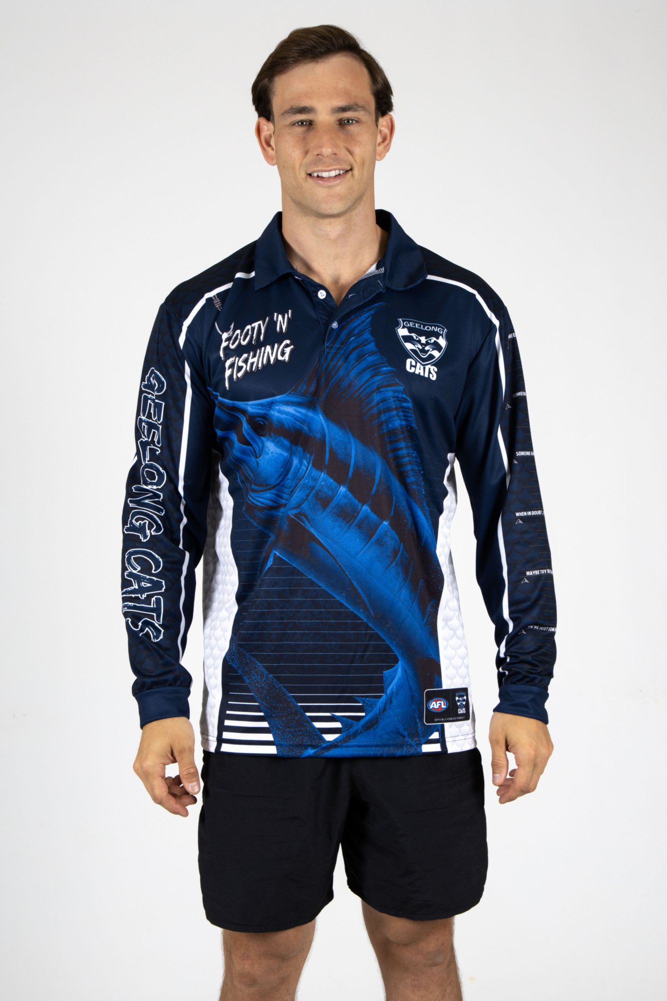 Geelong Cats AFL Footy N Fishing Shirt UPF 50+ Youth & Adult Sizes 3 Geelong Cats AFL Footy N Fishing Shirt UPF 50+ Youth & Adult Sizes - Image 3