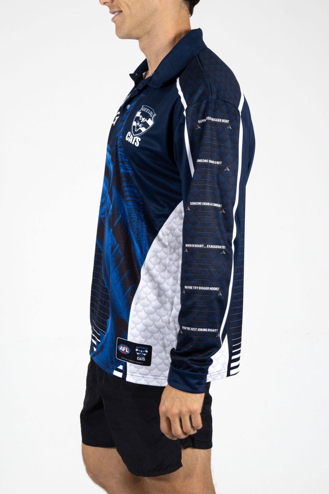 Geelong Cats AFL Footy N Fishing Shirt UPF 50+ Youth & Adult Sizes 5 Geelong Cats AFL Footy N Fishing Shirt UPF 50+ Youth & Adult Sizes - Image 5