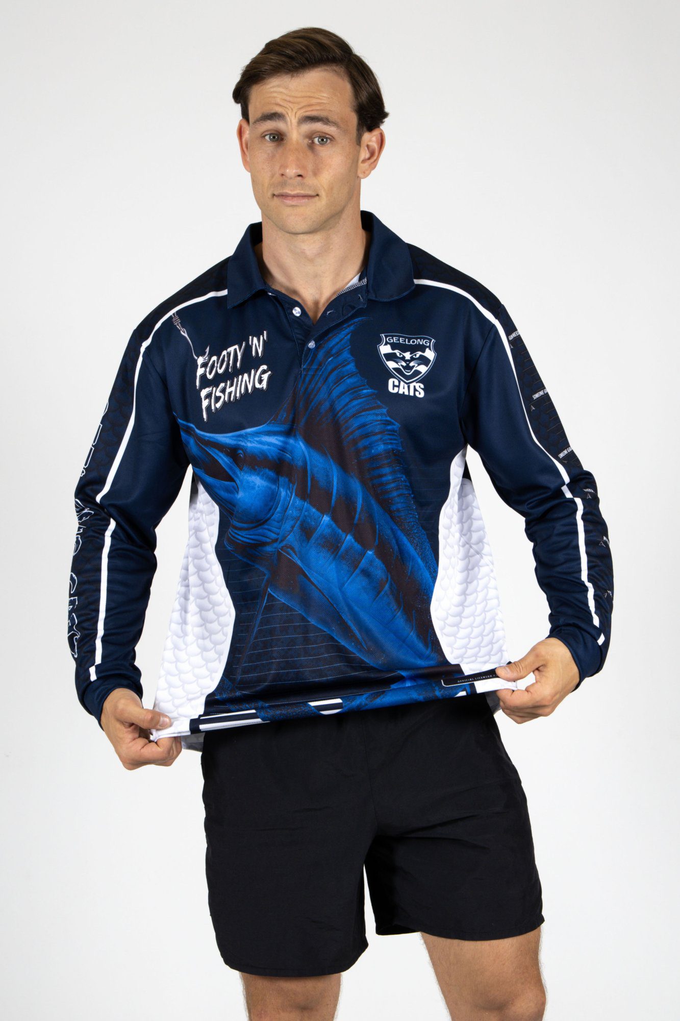 Geelong Cats AFL Footy N Fishing Shirt UPF 50+ Youth & Adult Sizes 7 Geelong Cats AFL Footy N Fishing Shirt UPF 50+ Youth & Adult Sizes - Image 7