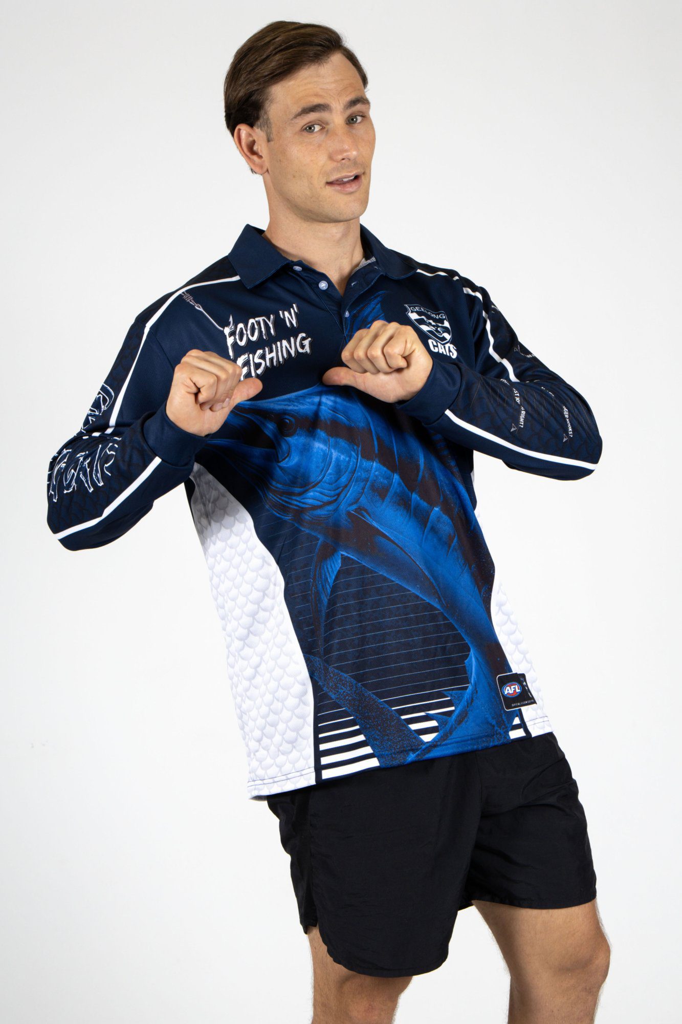 Geelong Cats AFL Footy N Fishing Shirt UPF 50+ Youth & Adult Sizes 8 Geelong Cats AFL Footy N Fishing Shirt UPF 50+ Youth & Adult Sizes - Image 8