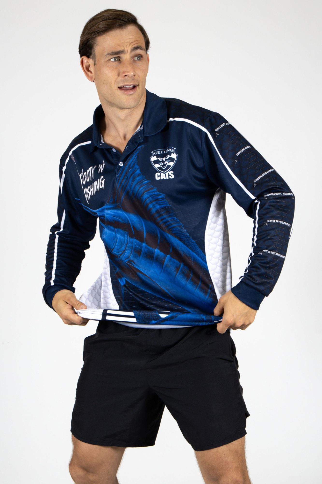 Geelong Cats AFL Footy N Fishing Shirt UPF 50+ Youth & Adult Sizes 11 Geelong Cats AFL Footy N Fishing Shirt UPF 50+ Youth & Adult Sizes - Image 11