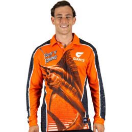 GWS Giants AFL Footy N Fishing Shirt UPF 50+ Youth & Adult Sizes