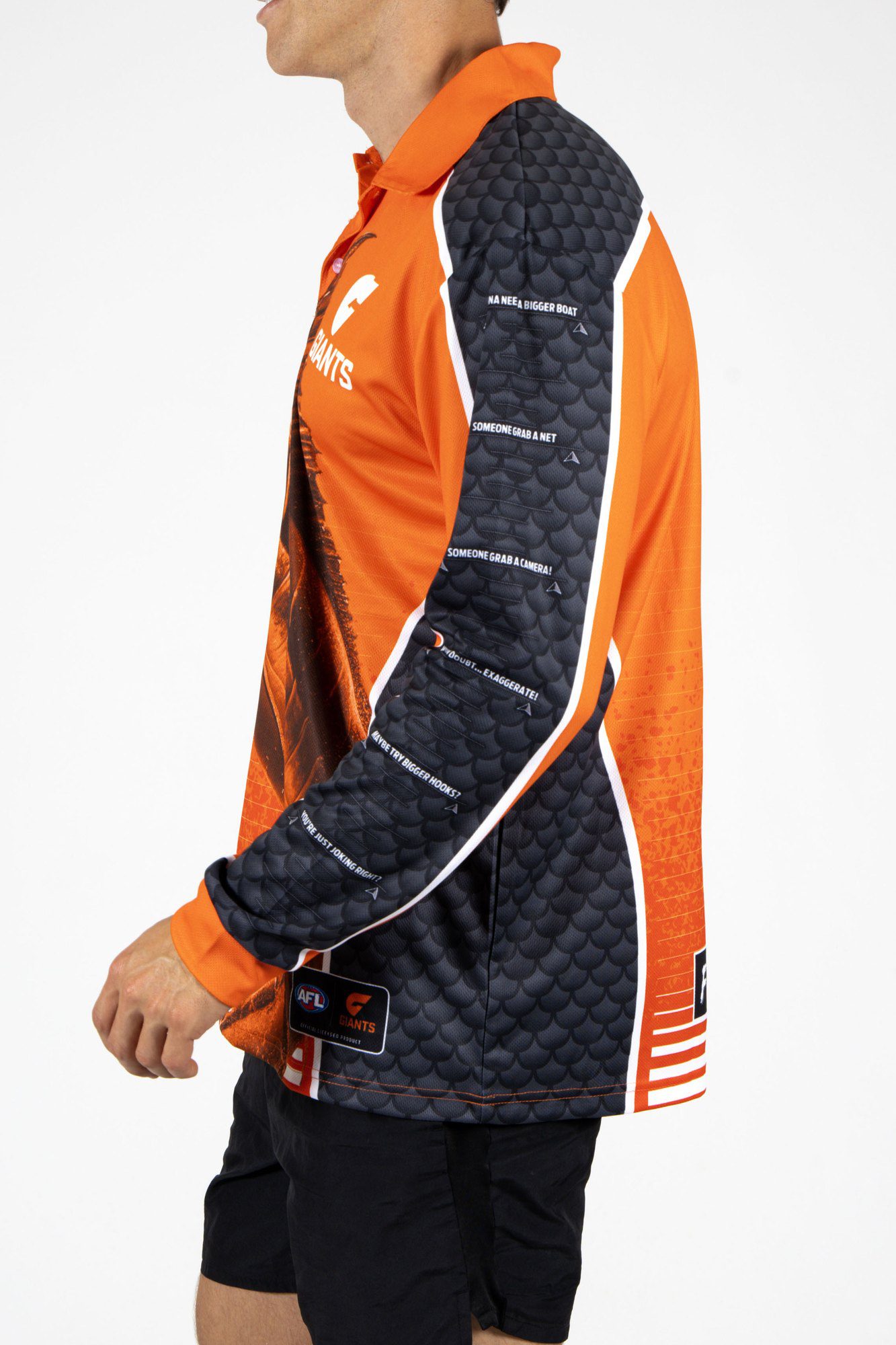 GWS Giants AFL Footy N Fishing Shirt UPF 50+ Youth & Adult Sizes 7 GWS Giants AFL Footy N Fishing Shirt UPF 50+ Youth & Adult Sizes - Image 7