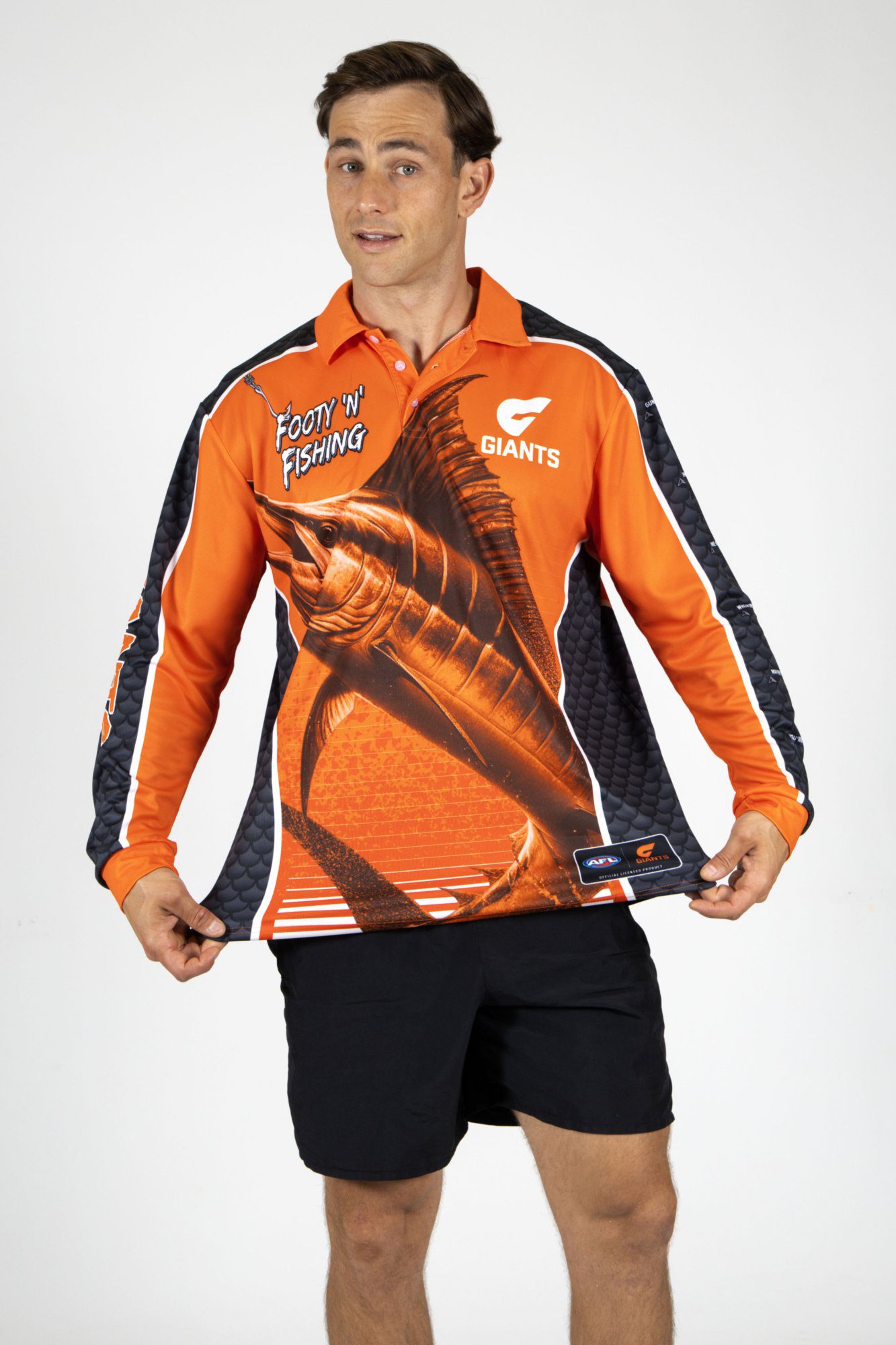 GWS Giants AFL Footy N Fishing Shirt UPF 50+ Youth & Adult Sizes 9 GWS Giants AFL Footy N Fishing Shirt UPF 50+ Youth & Adult Sizes - Image 9