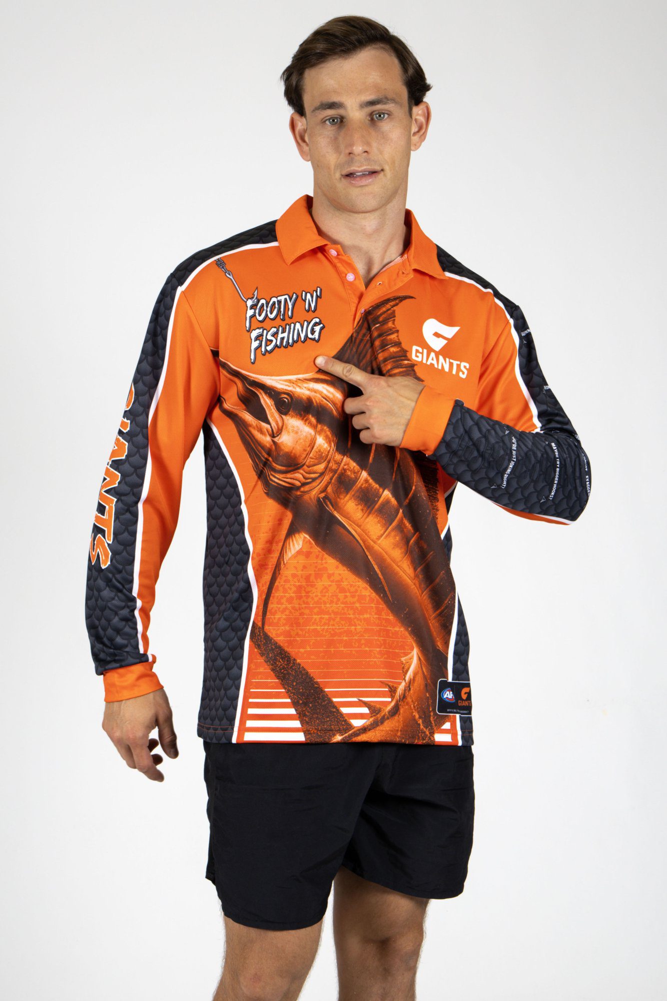 GWS Giants AFL Footy N Fishing Shirt UPF 50+ Youth & Adult Sizes 10 GWS Giants AFL Footy N Fishing Shirt UPF 50+ Youth & Adult Sizes - Image 10