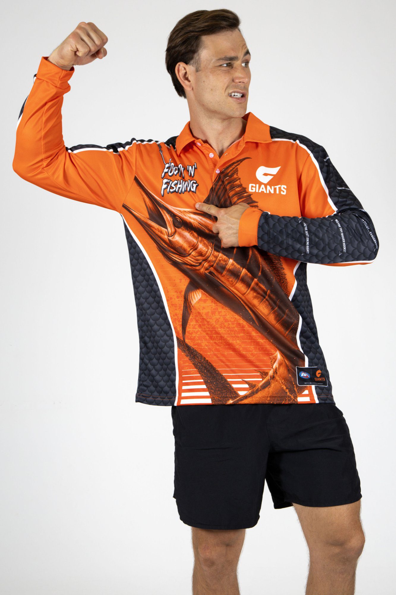 GWS Giants AFL Footy N Fishing Shirt UPF 50+ Youth & Adult Sizes 11 GWS Giants AFL Footy N Fishing Shirt UPF 50+ Youth & Adult Sizes - Image 11