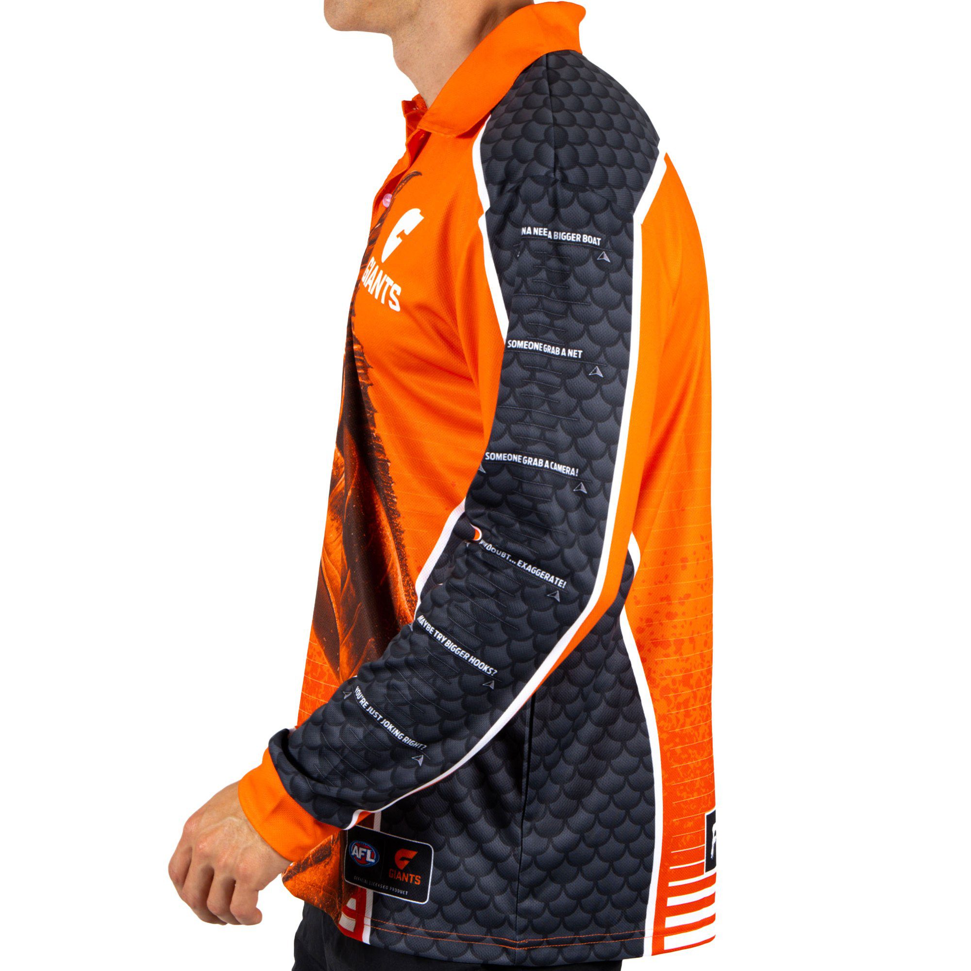 GWS Giants AFL Footy N Fishing Shirt UPF 50+ Youth & Adult Sizes 3 GWS Giants AFL Footy N Fishing Shirt UPF 50+ Youth & Adult Sizes - Image 3
