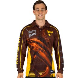 Hawthorn Hawks AFL Footy N Fishing Shirt UPF 50+ Youth & Adult Sizes