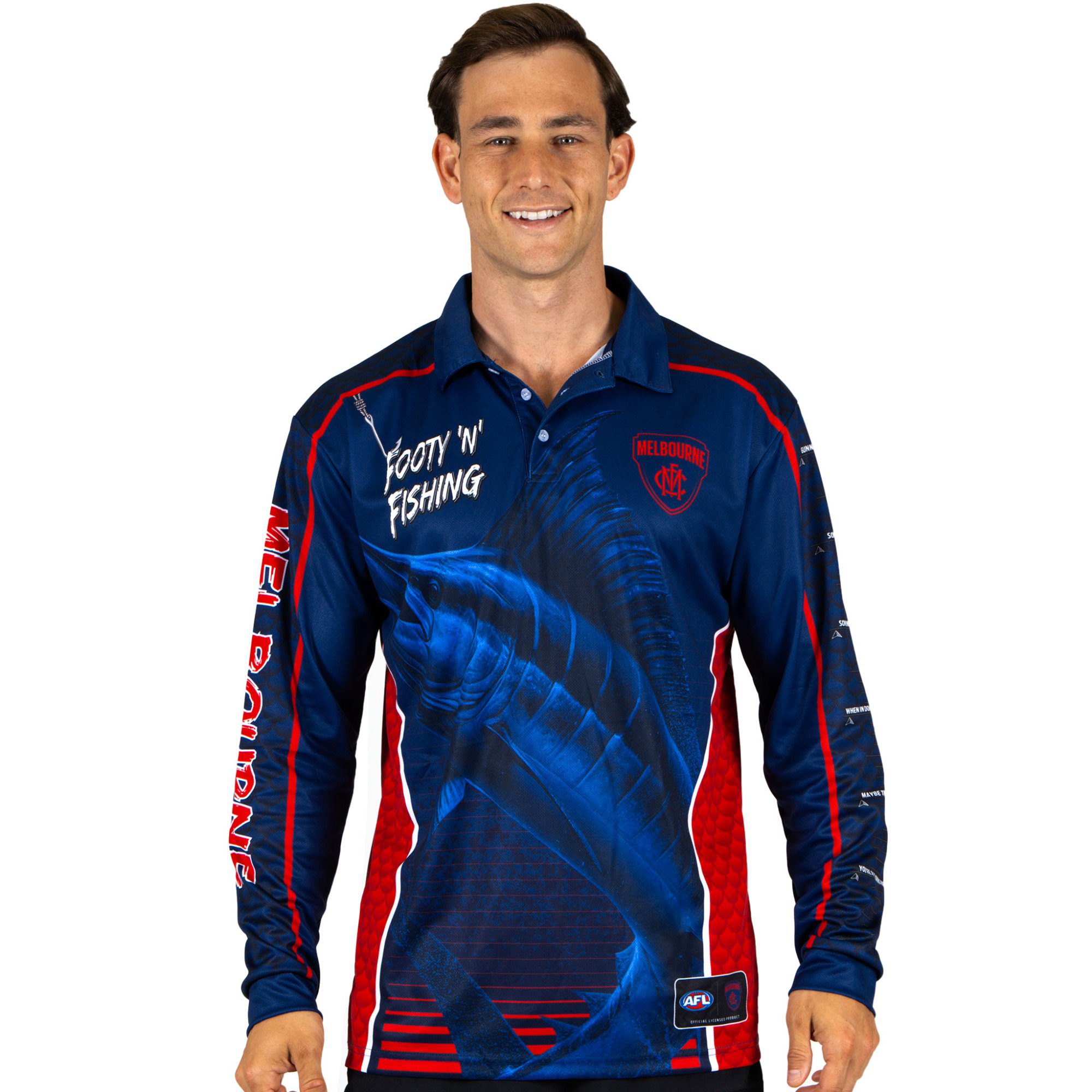 Melbourne Demons AFL Footy N Fishing Shirt UPF 50+ Youth & Adult Sizes 2 Melbourne Demons AFL Footy N Fishing Shirt UPF 50+ Youth & Adult Sizes - Image 2