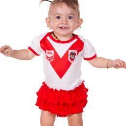 St George Illawarra Dragons NRL Girls Footysuit Baby Supporter Outfit Official Licensed Infant Onesie