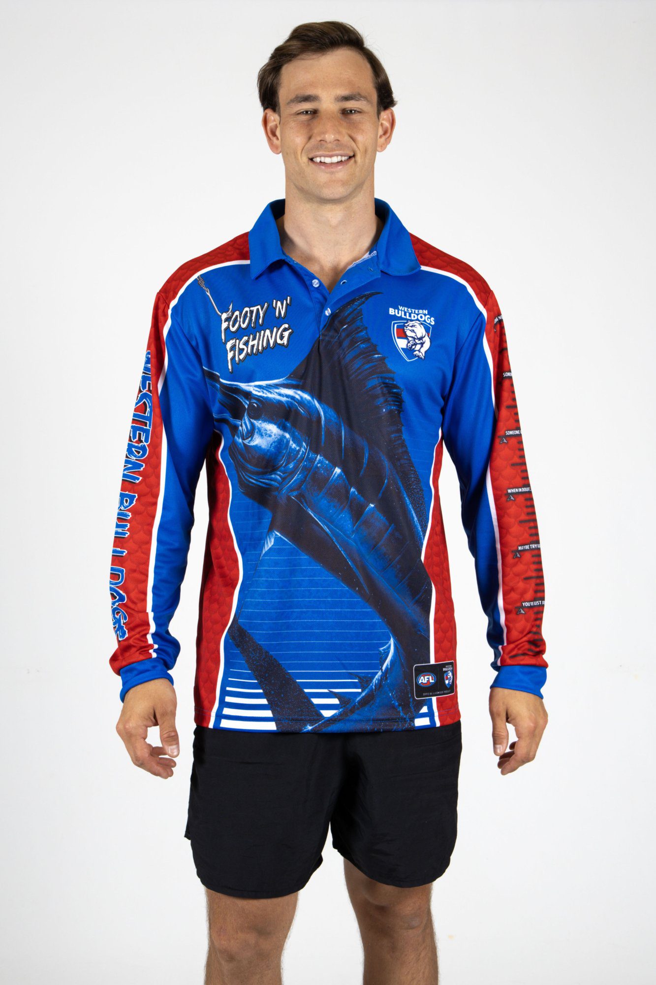 Western Bulldogs AFL Footy N Fishing Shirt UPF 50+ Youth & Adult Sizes 5 Western Bulldogs AFL Footy N Fishing Shirt UPF 50+ Youth & Adult Sizes - Image 5