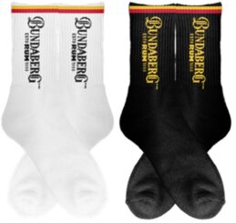 Bundaberg Rum Bundy Bear Mens Ribbed White and Black Socks 2 sets