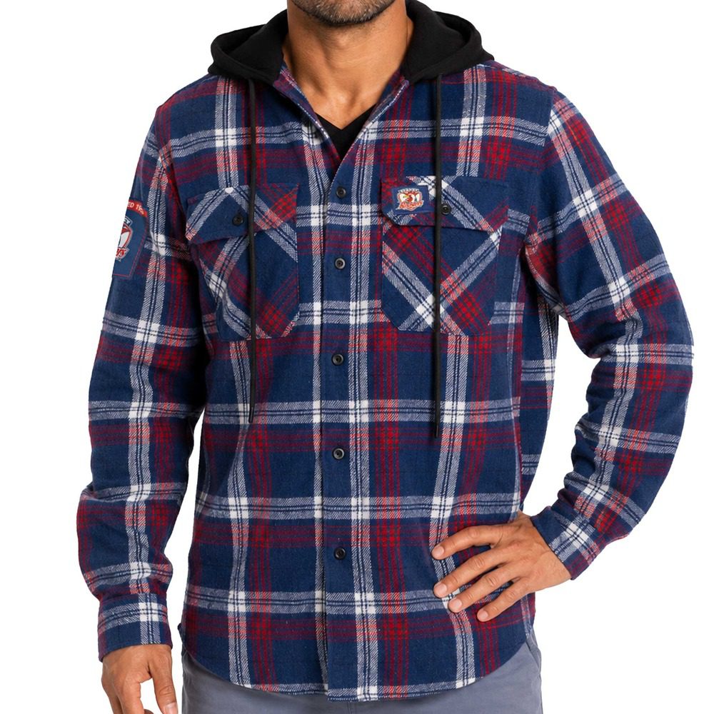 Sydney Roosters NRL Highland Hooded Flannel Shirt 1 Sydney Roosters NRL Highland Hooded Flannel Shirt
